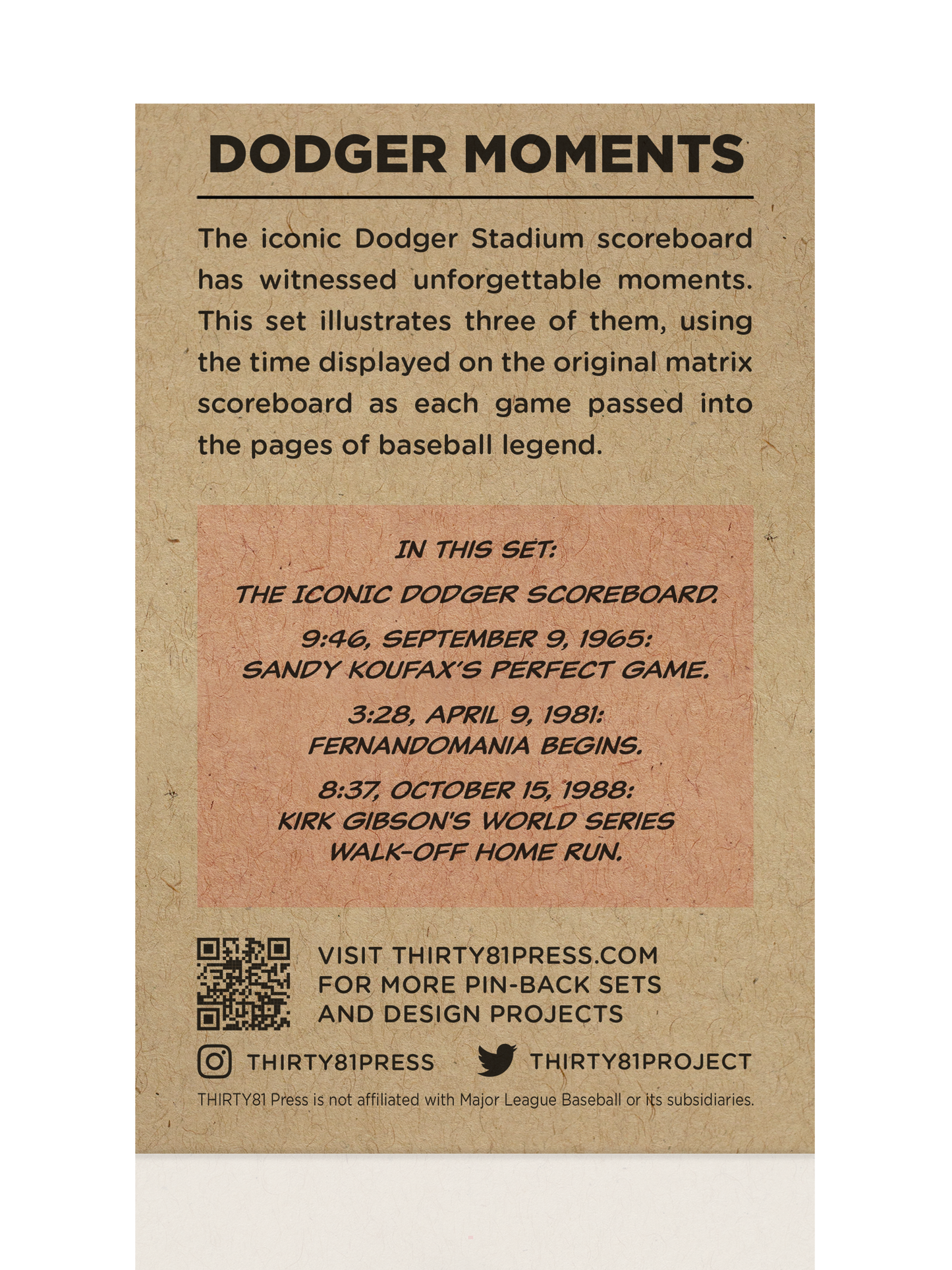 Dodger Stadium Moments Pin-Back Set