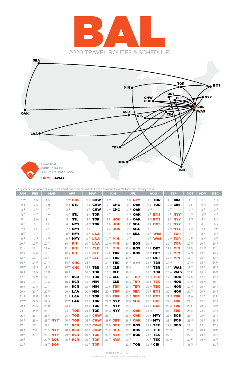 Oriole Park / BAL<br>2020 Routes & Schedule