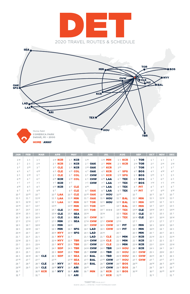 Comerica Park / DET<br>2020 Routes & Schedule