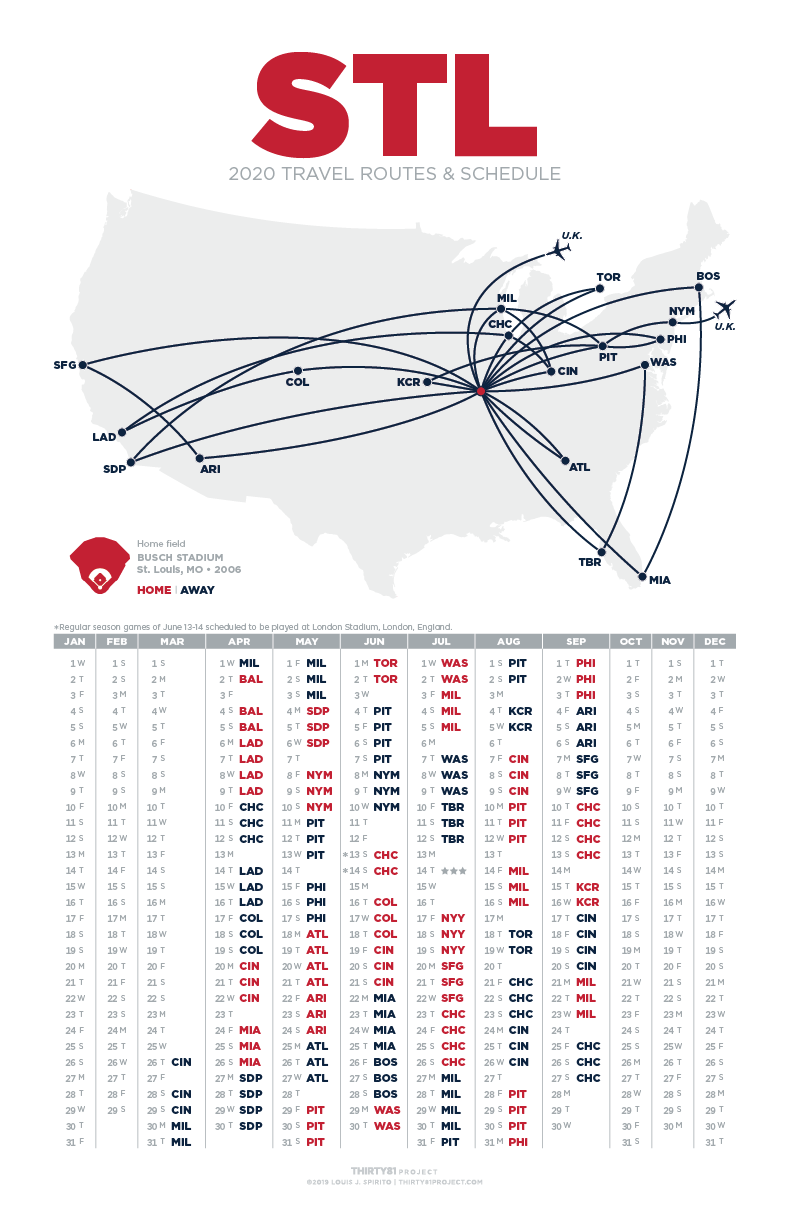 Busch Stadium / STL<br>2020 Routes & Schedule