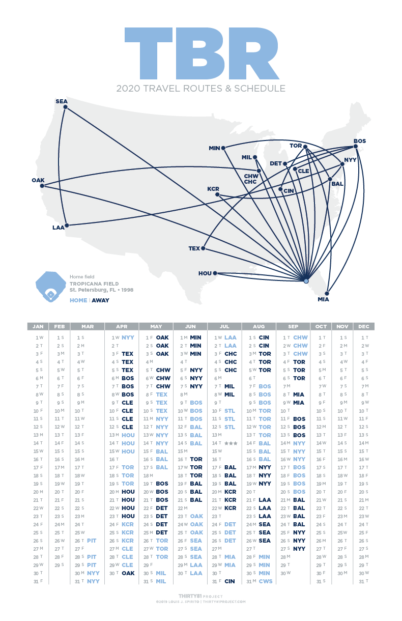 Tropicana Field / TBR<br>2020 Routes & Schedule