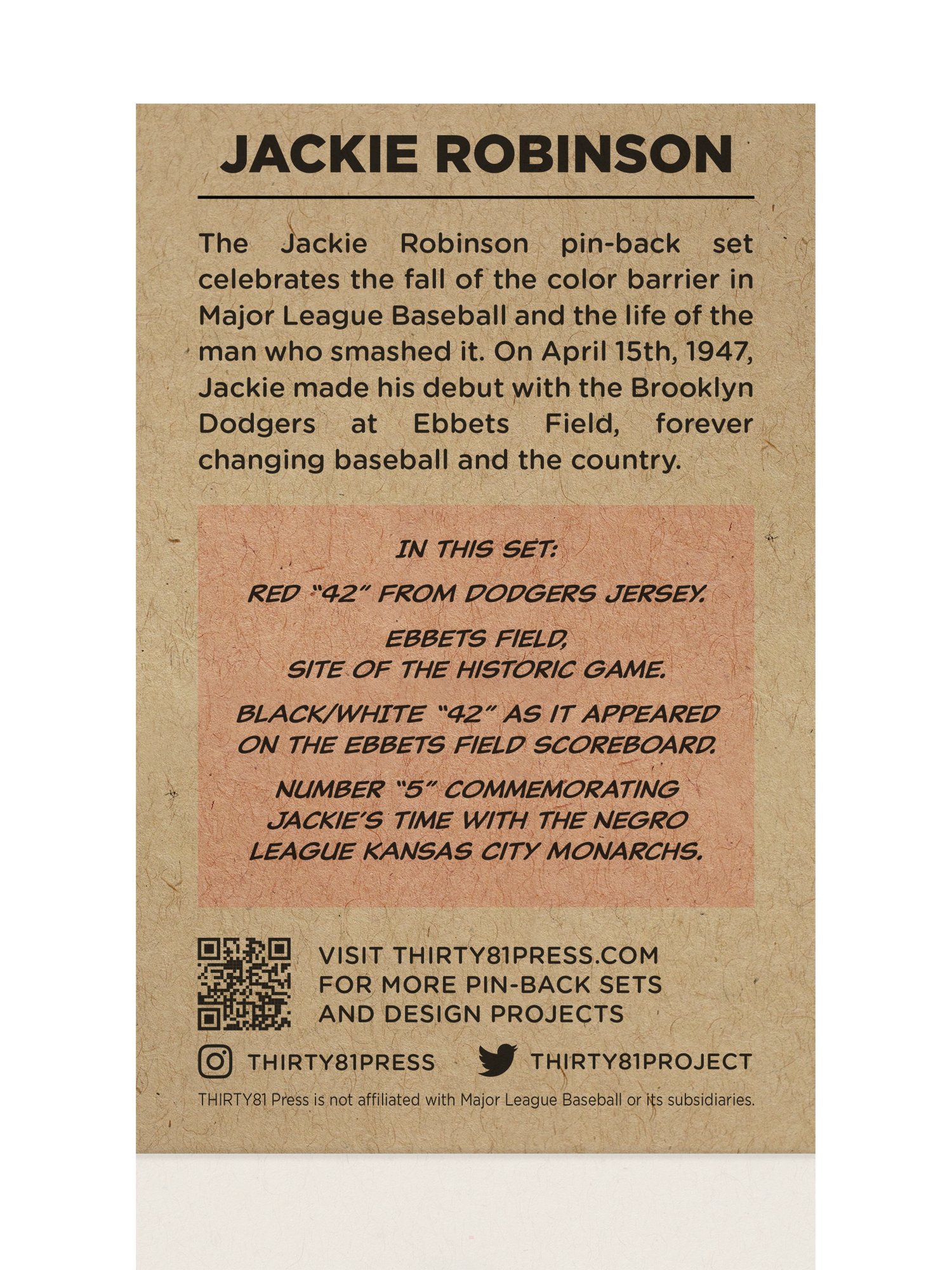 Jackie Robinson Pin-Back Set – THIRTY81 Press