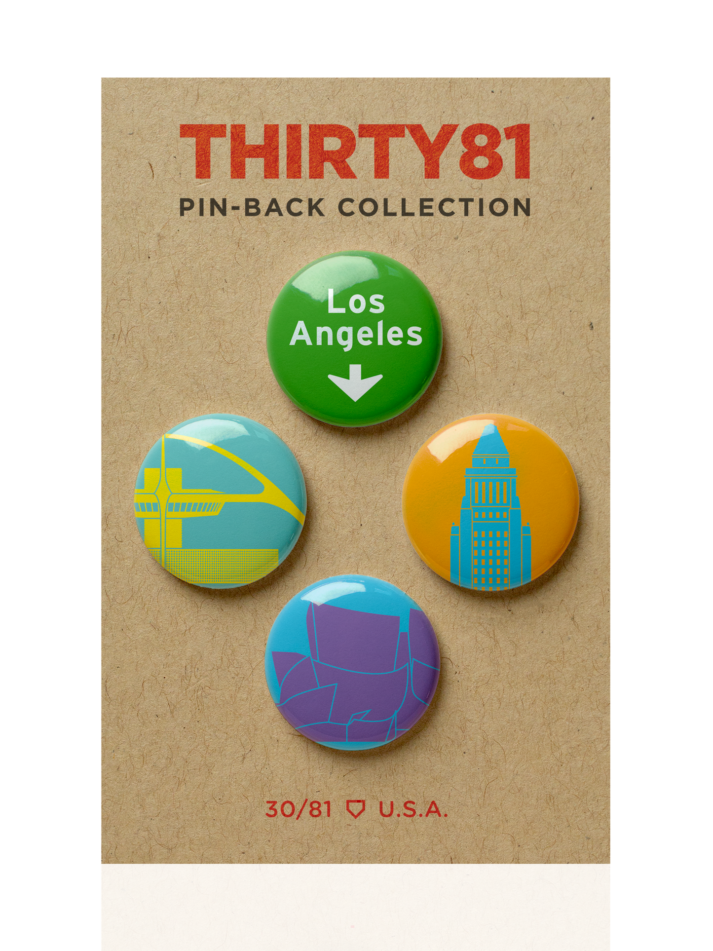 City Icons: Los Angeles Pin-Back Set