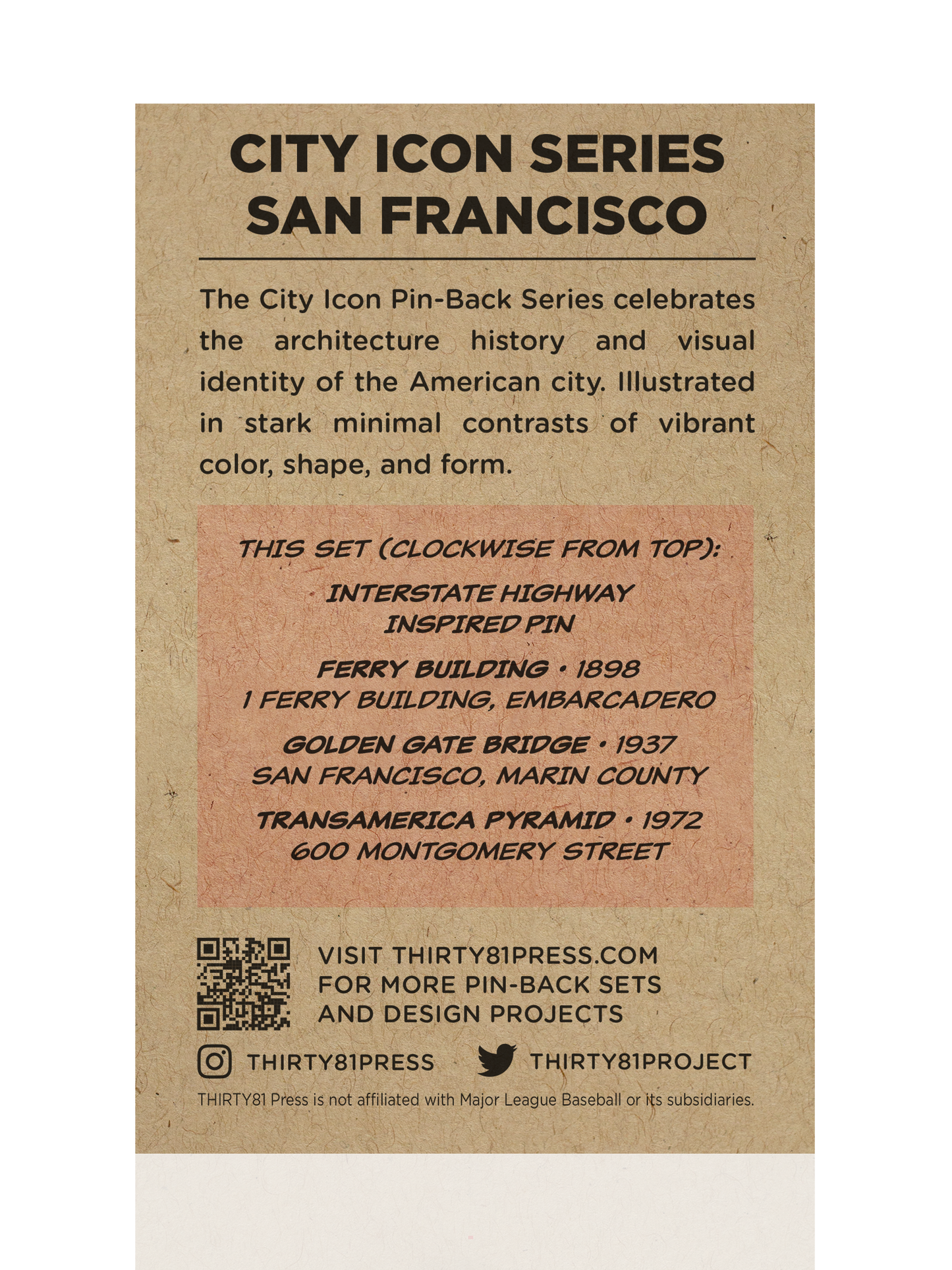 City Icons: San Francisco Pin-Back Set