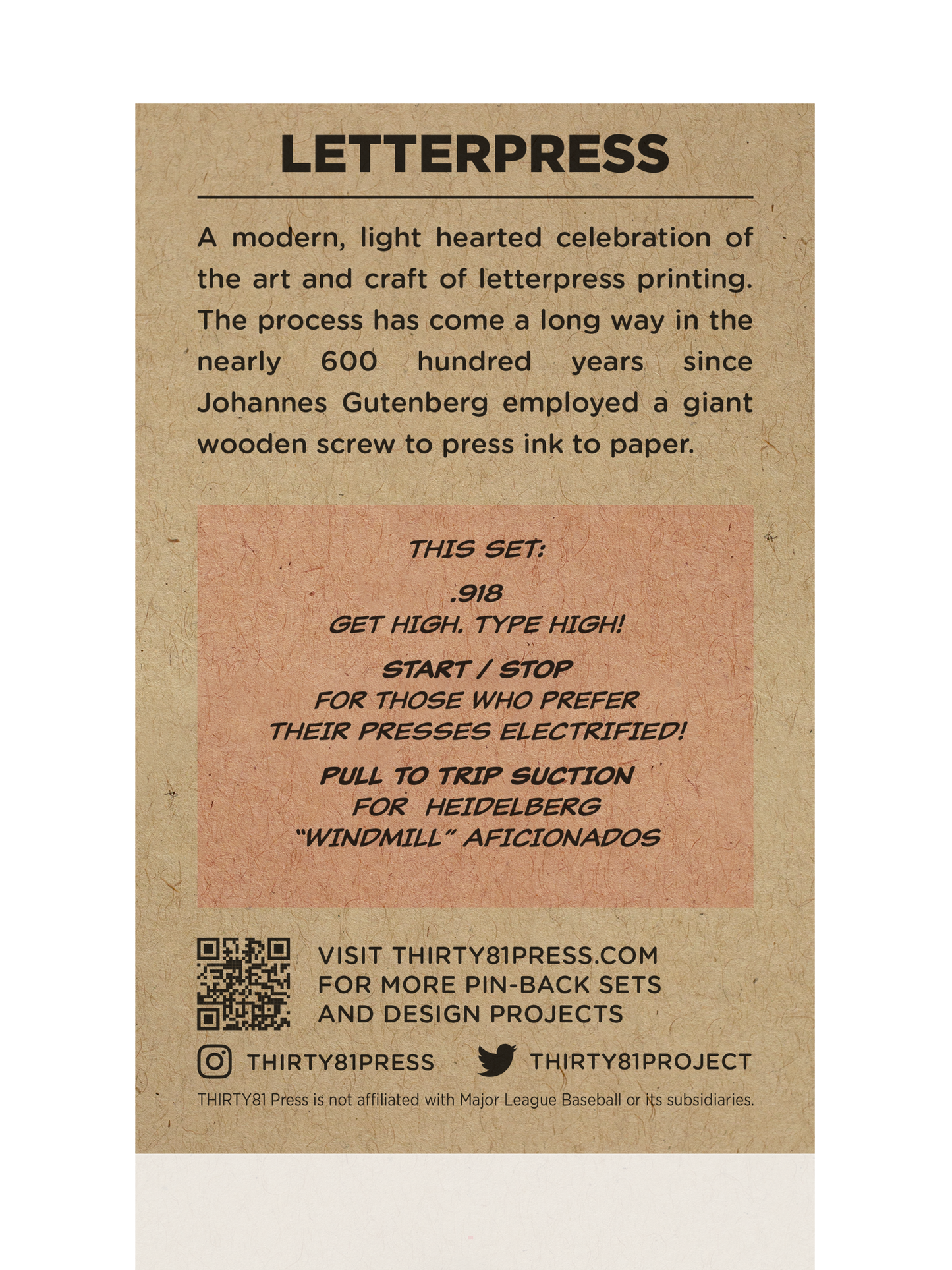 Letterpress Pin-Back Set