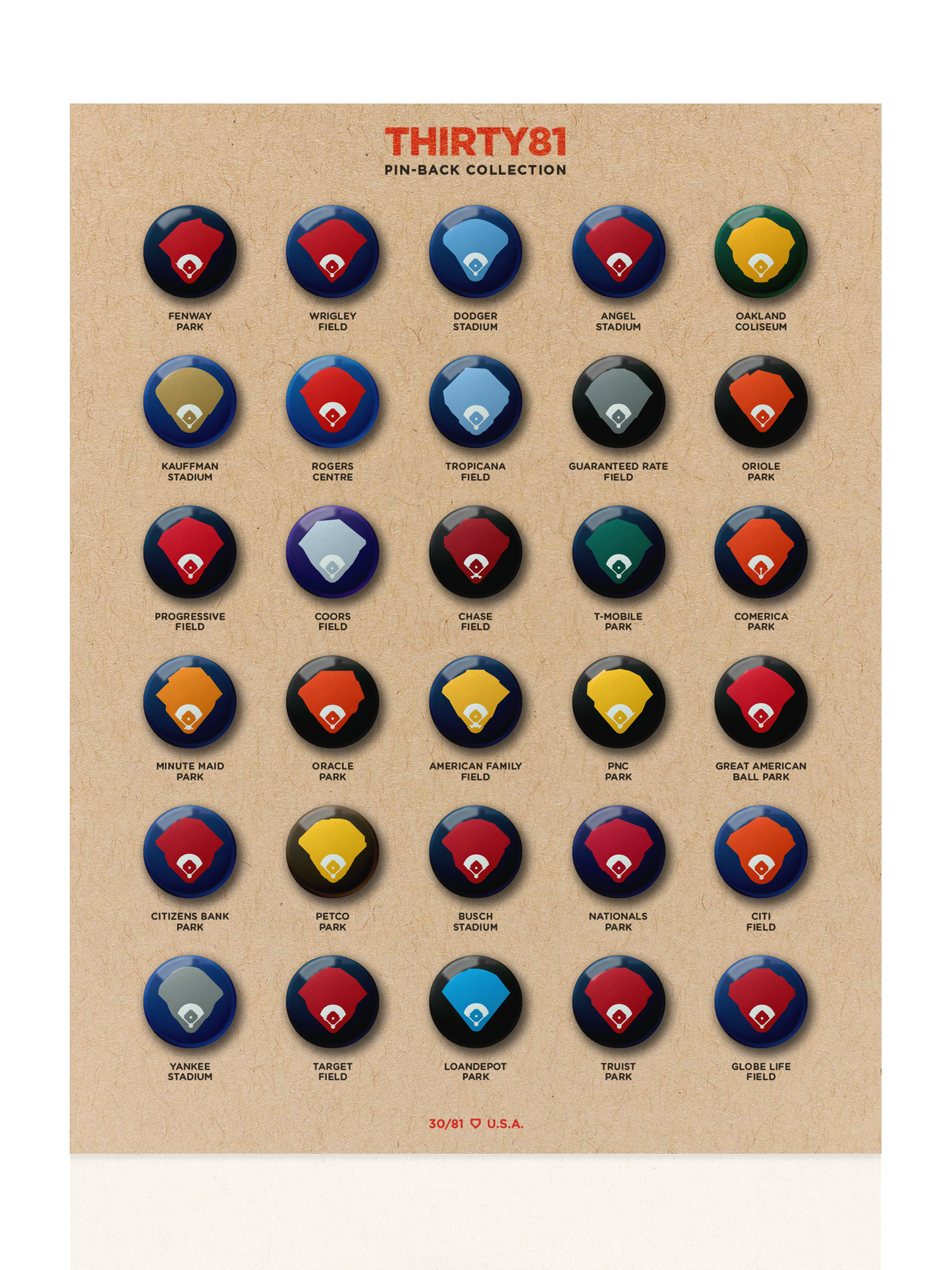 Fields of MLB Pin-Back Set