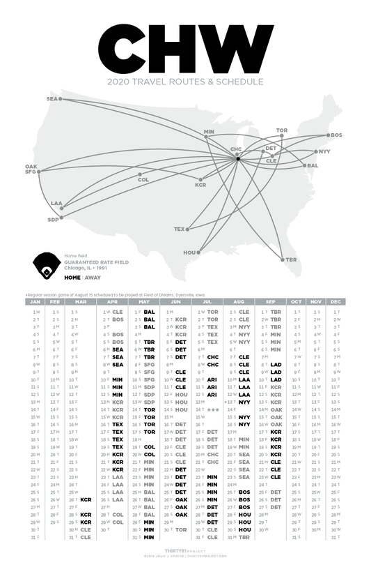 Guaranteed Rate Field / CHW<br>2020 Routes & Schedule