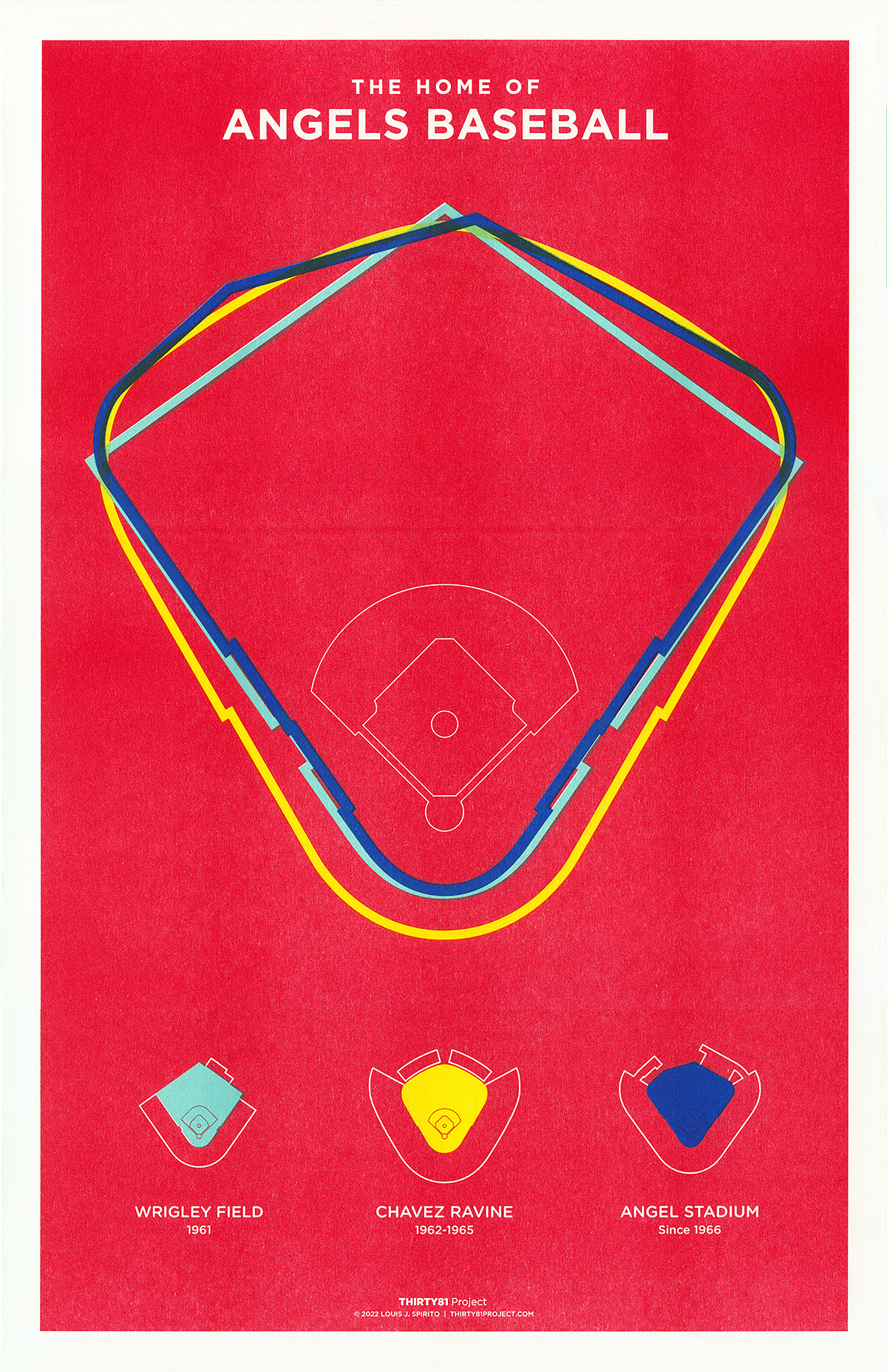 Home of Angels Baseball Risograph Print